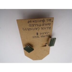 Alice Caviness Jade Green Gold Filled Clip On Earrings Marked Del Rio .925 Mexic